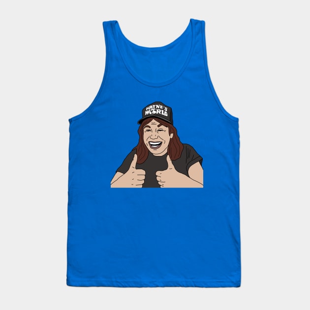Wayne's World Excellent Thumbs Up 90s Funny Movie Tank Top by PeakedNThe90s